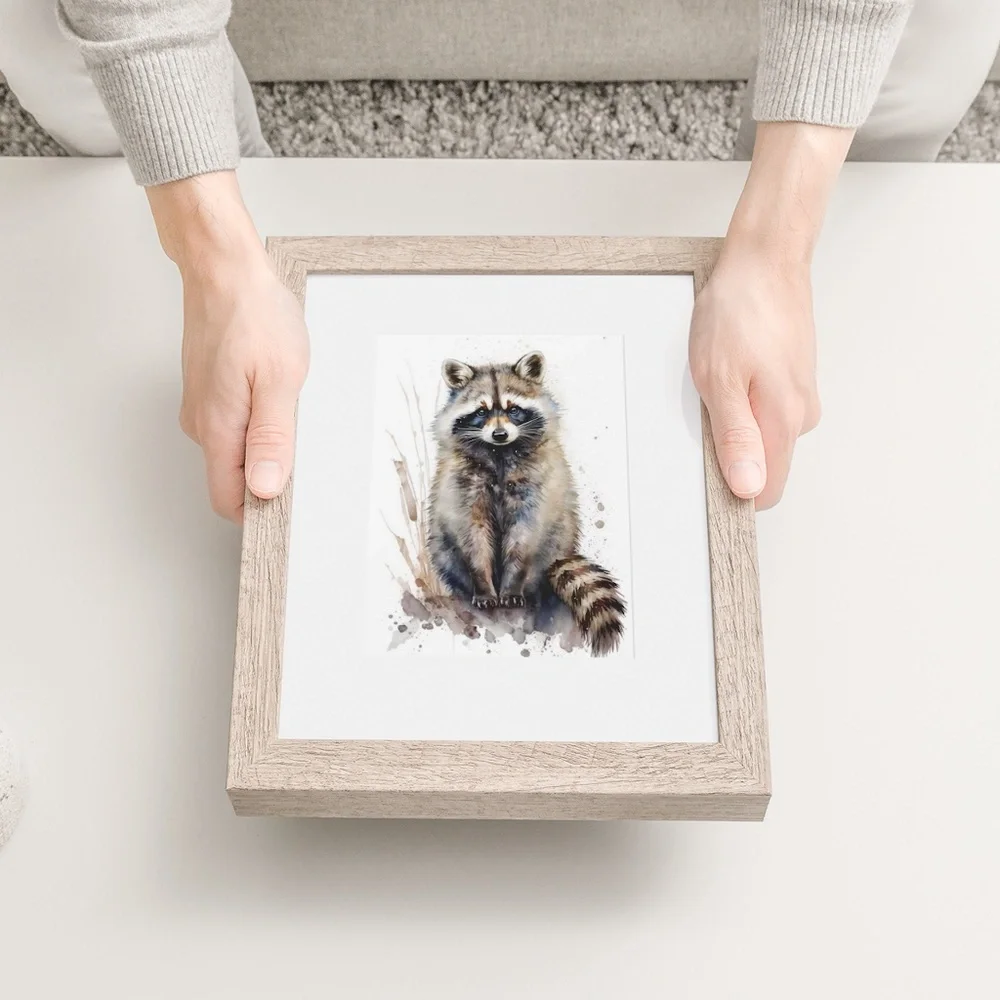 Cute Raccoon Watercolor Wall Art Illustration Print Poster Card Unframed - Picture 7 of 9